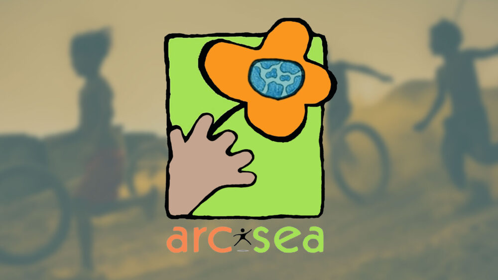 ARCSEA logo superimposed on children playing